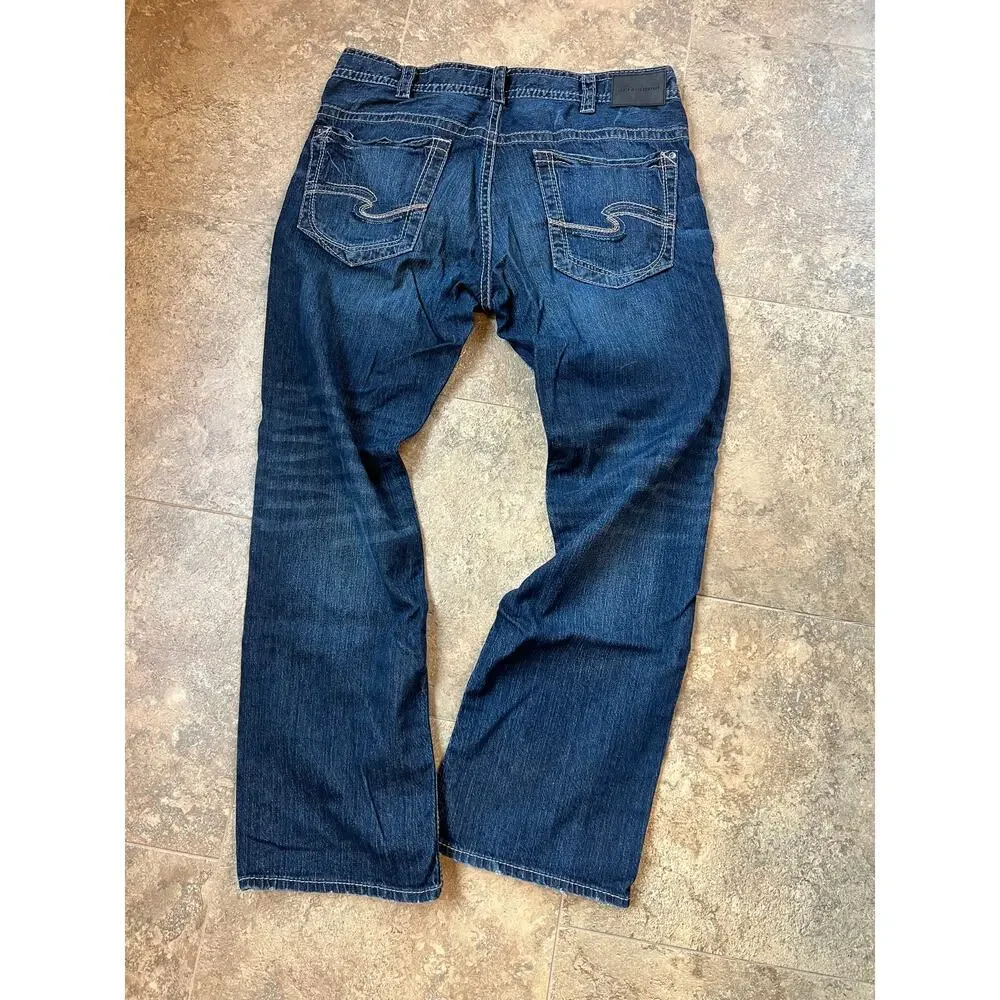 Silver Gordie Comfort Loose Fit Straight Jeans, Men's size 38/34